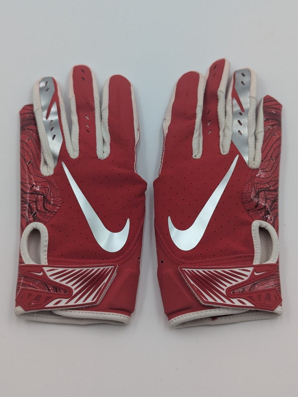 Nike Football Gloves Adult Mens Size Small Vapor Jet Receiver Gloves Red/Silver